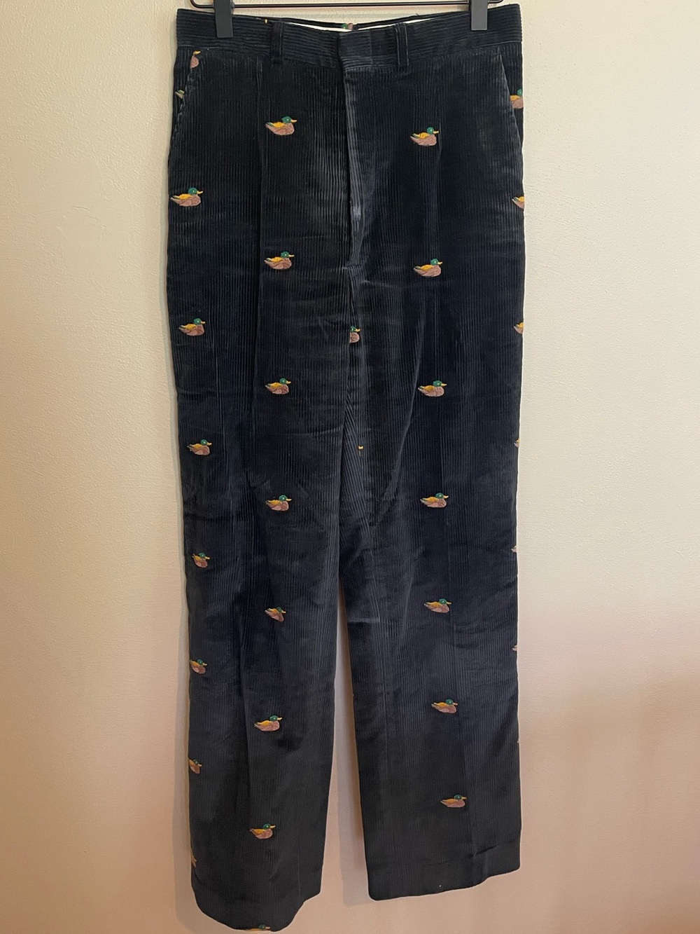 Vintage Duck Pants 🦆 Black Corduroys with Embroidered Mallards
